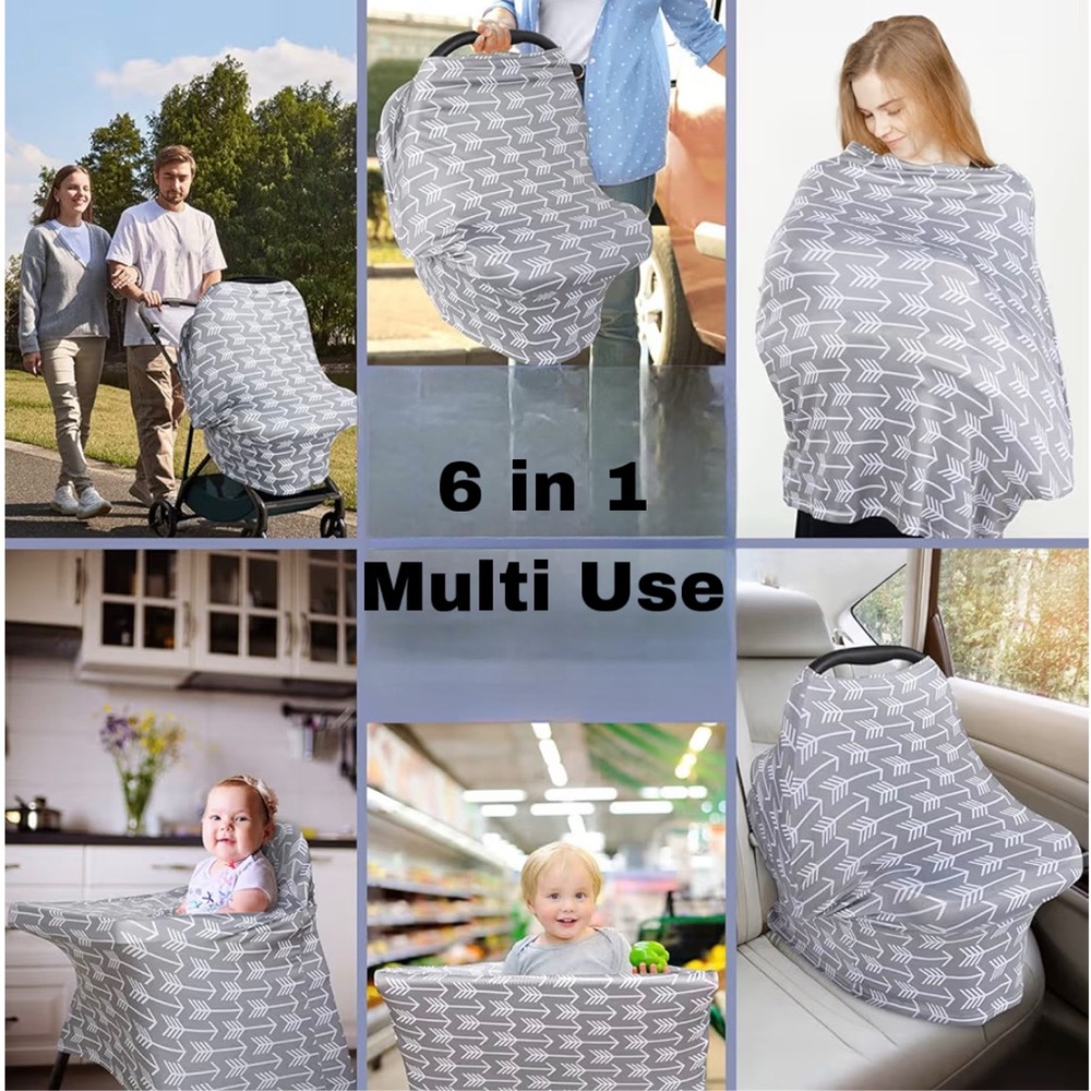 Gray and White Multi-Use Nursing Cover